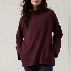 Athleta Cozy Karma Funnel Neck Tunic Sweatshirt Burgundy Large